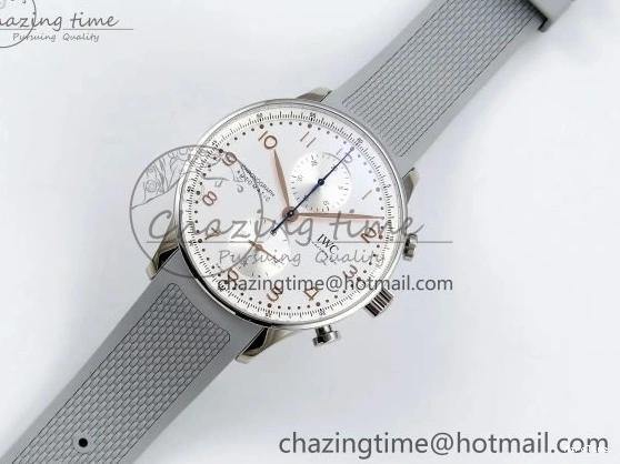MIROTIME 0403 Portuguese Chrono IW3716 Z+F 1:1 Best Edition White Dial on Gray Rubber Strap A WrinkleFree 7014